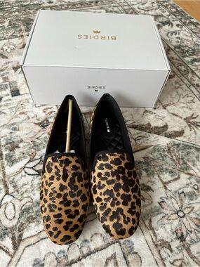 Birdies The Starling Leopard-Print Haircalf Loafers in Brown and Black